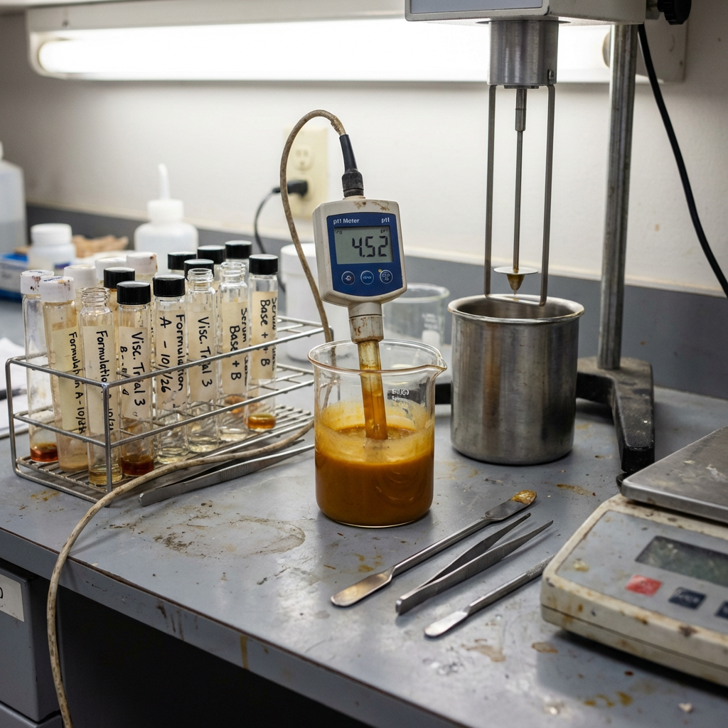 Gradual tanning drops laboratory pH and viscosity testing for compliant formulation
