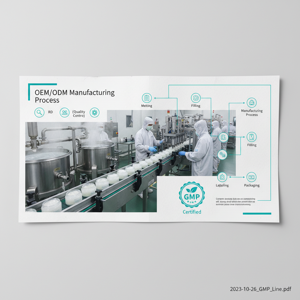 OEM manufacturing line producing Melting Cleansing Balms in a GMP-certified facility