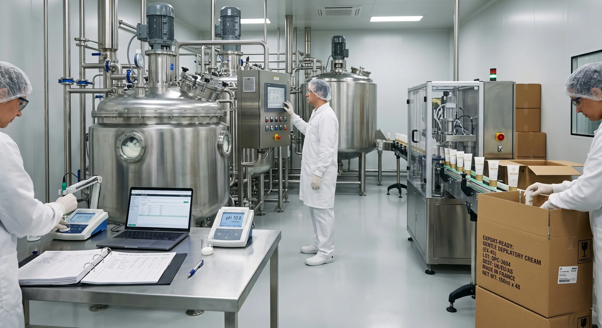 Painless Hair Removal Cream manufacturing line with QC and compliance ready packaging