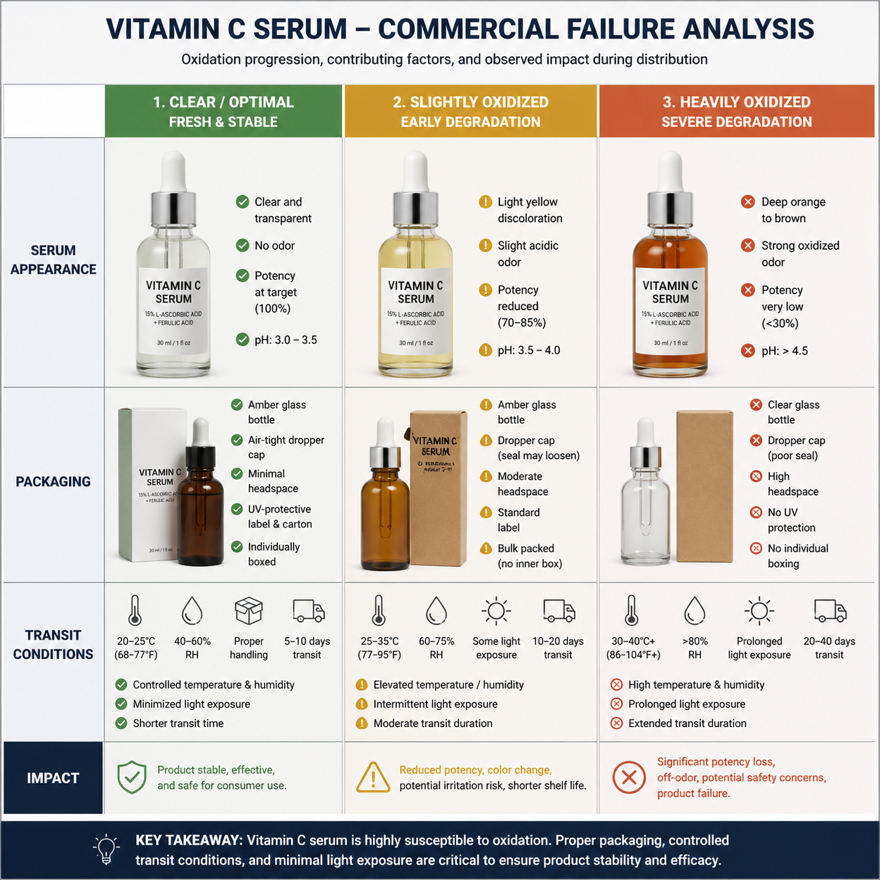Vitamin C serum stability commercial oxidation failure comparison
