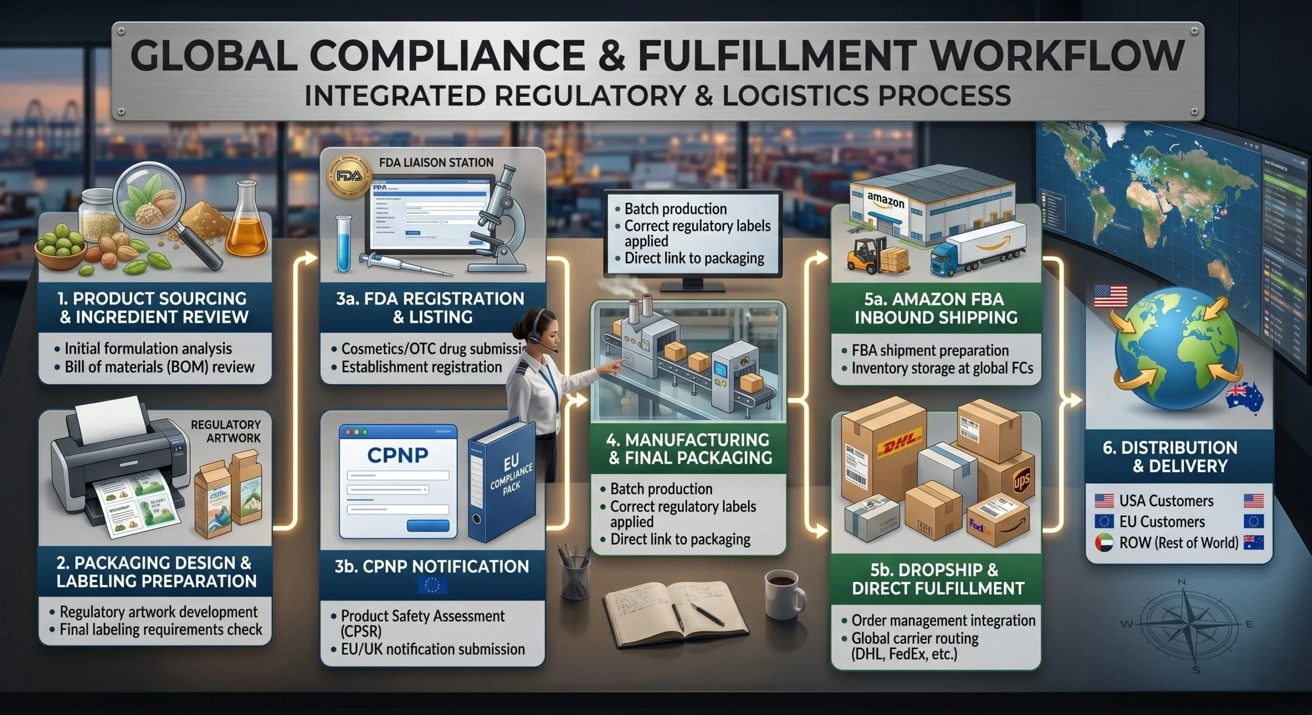 Global Compliance and Fulfillment Workflow