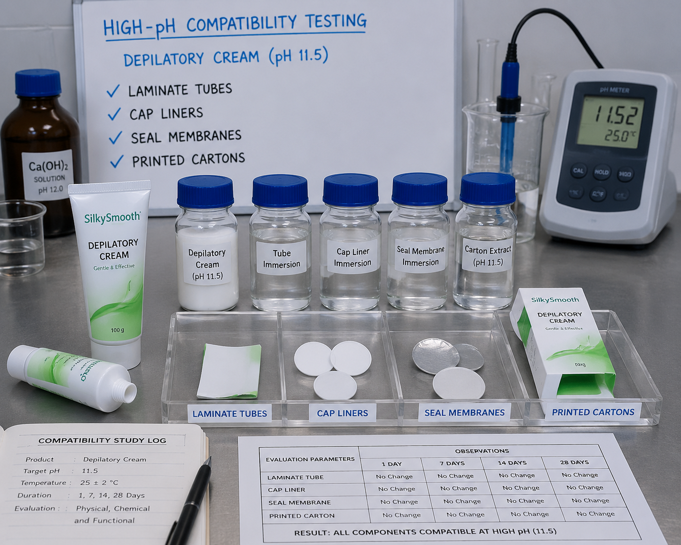 Premium Packaging for Depilatory Creams high pH compatibility testing