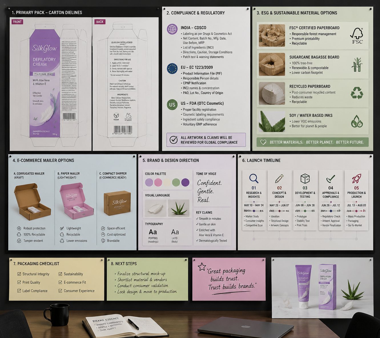 Premium Packaging for Depilatory Creams strategy wall