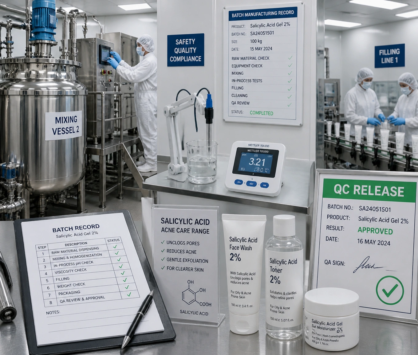 Salicylic Acid 2 Formulations cleanroom manufacturing