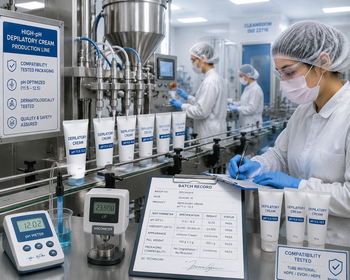 Compliant OEM manufacturing and depilatory cream quality control
